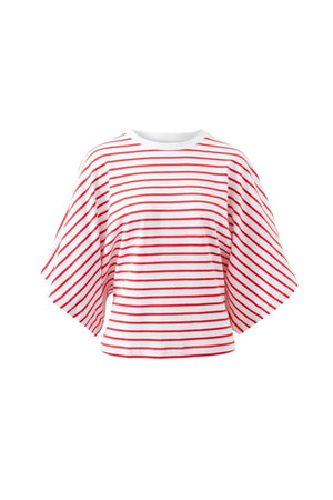 CERES LIFE Lucy Relaxed Sleeve Tee - White / Heritage Red Stripe Tee - Zabecca Living