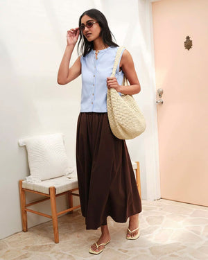 CERES LIFE Lyla Button Through Rib Tank - Sky Blue Tank - Zabecca Living