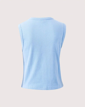 CERES LIFE Lyla Button Through Rib Tank - Sky Blue Tank - Zabecca Living