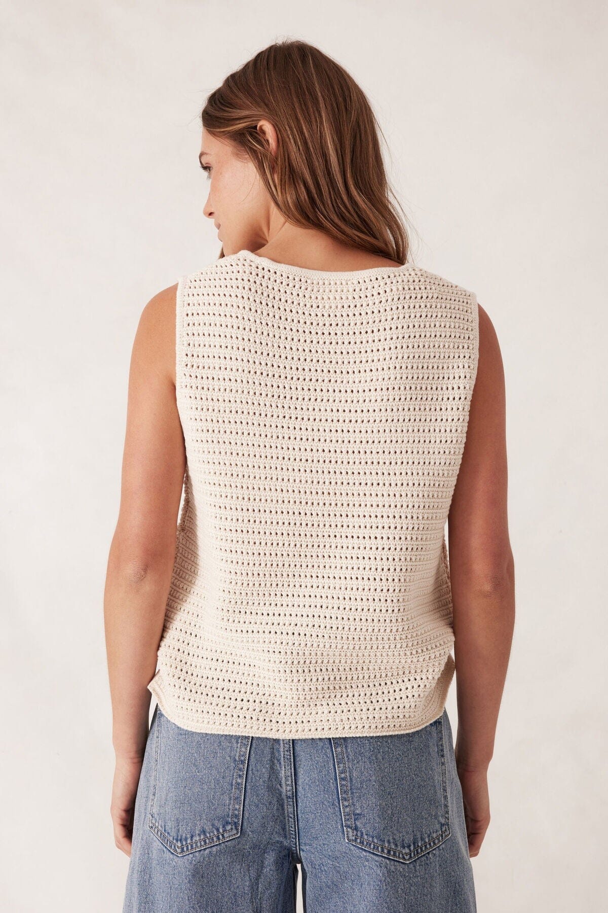 CERES LIFE Margot Mesh Knit Tank - Ecru Tank - Zabecca Living
