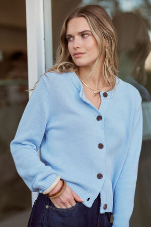 CERES LIFE Nelly Long Sleeve Knit Cardi - China Blue Jumpers + Knitwear - Zabecca Living