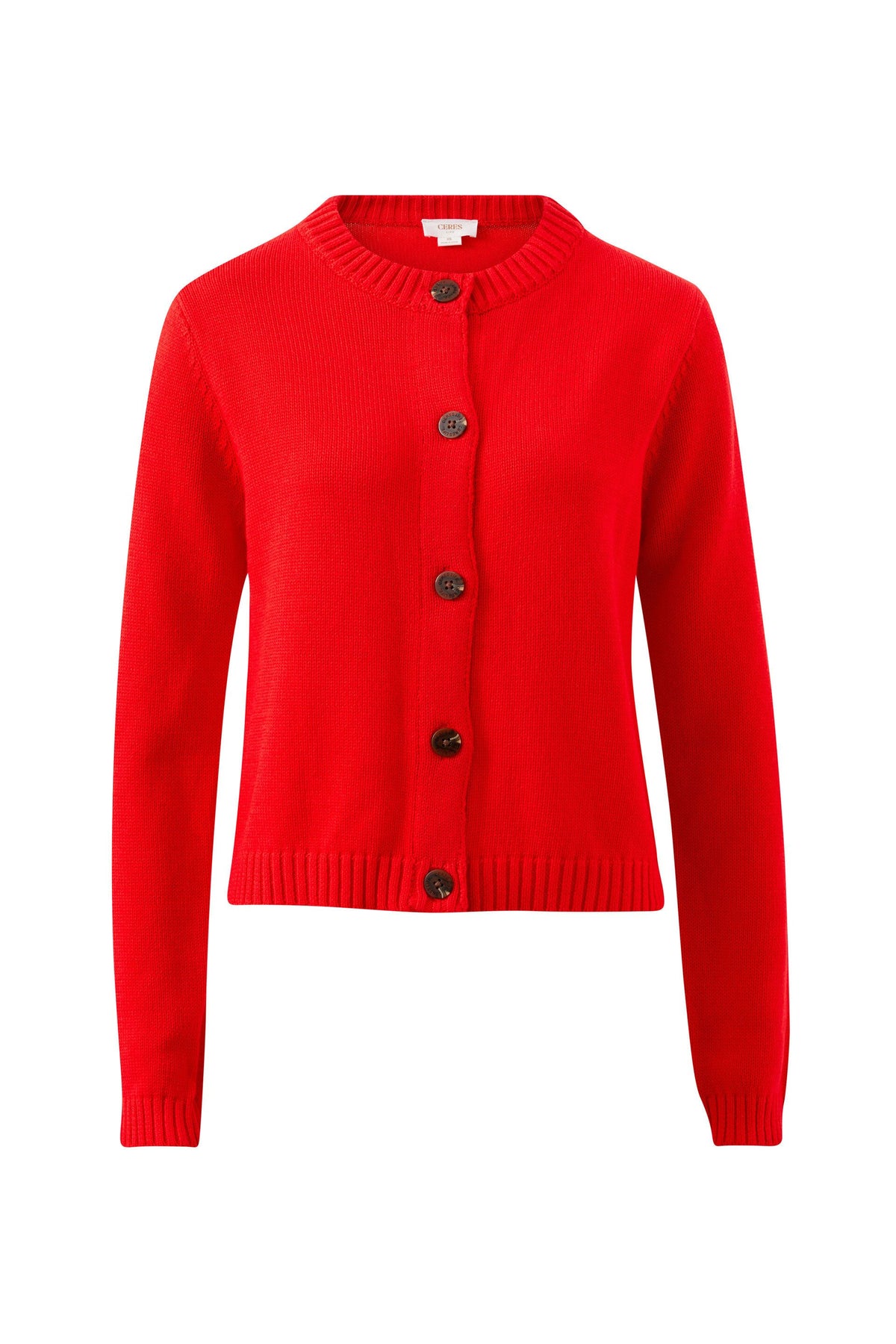 CERES LIFE Nelly Long Sleeve Knit Cardi - Fiery Red Jumpers + Knitwear - Zabecca Living