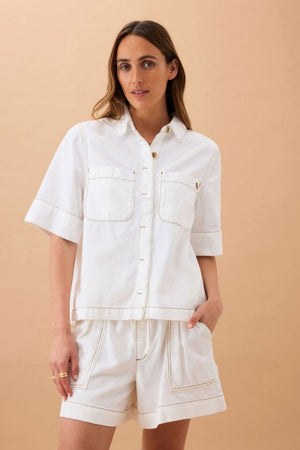 CERES LIFE Noa Short Sleeve Shirt - Fresh Ecru Shirts & Blouses - Zabecca Living