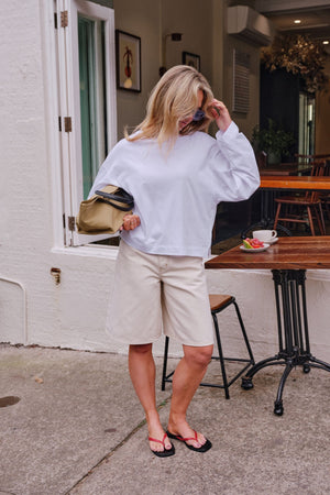 CERES LIFE Olive Belted Denim Short - Fresh Sand SHORTS - Zabecca Living