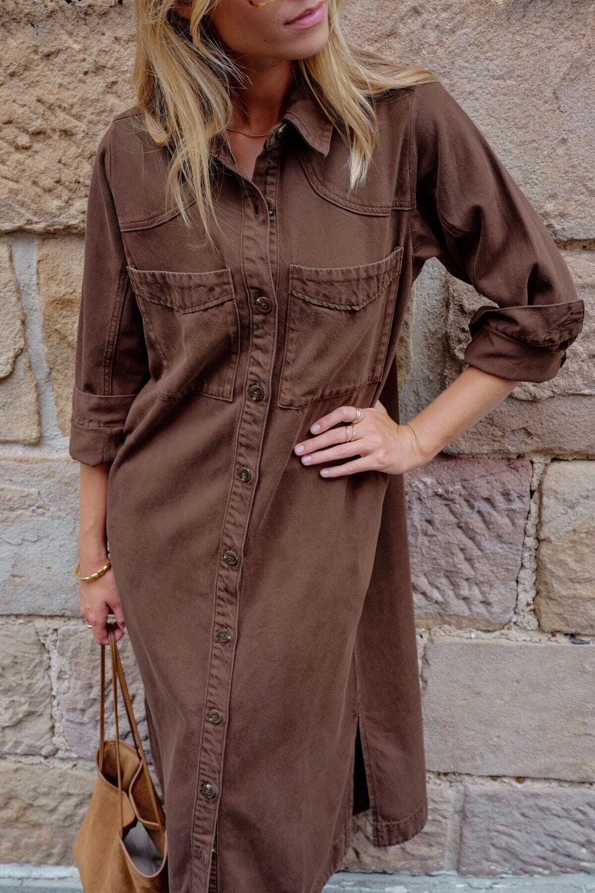 CERES LIFE Rae Long Sleeve Midi Dress - Chocolate Dress - Zabecca Living