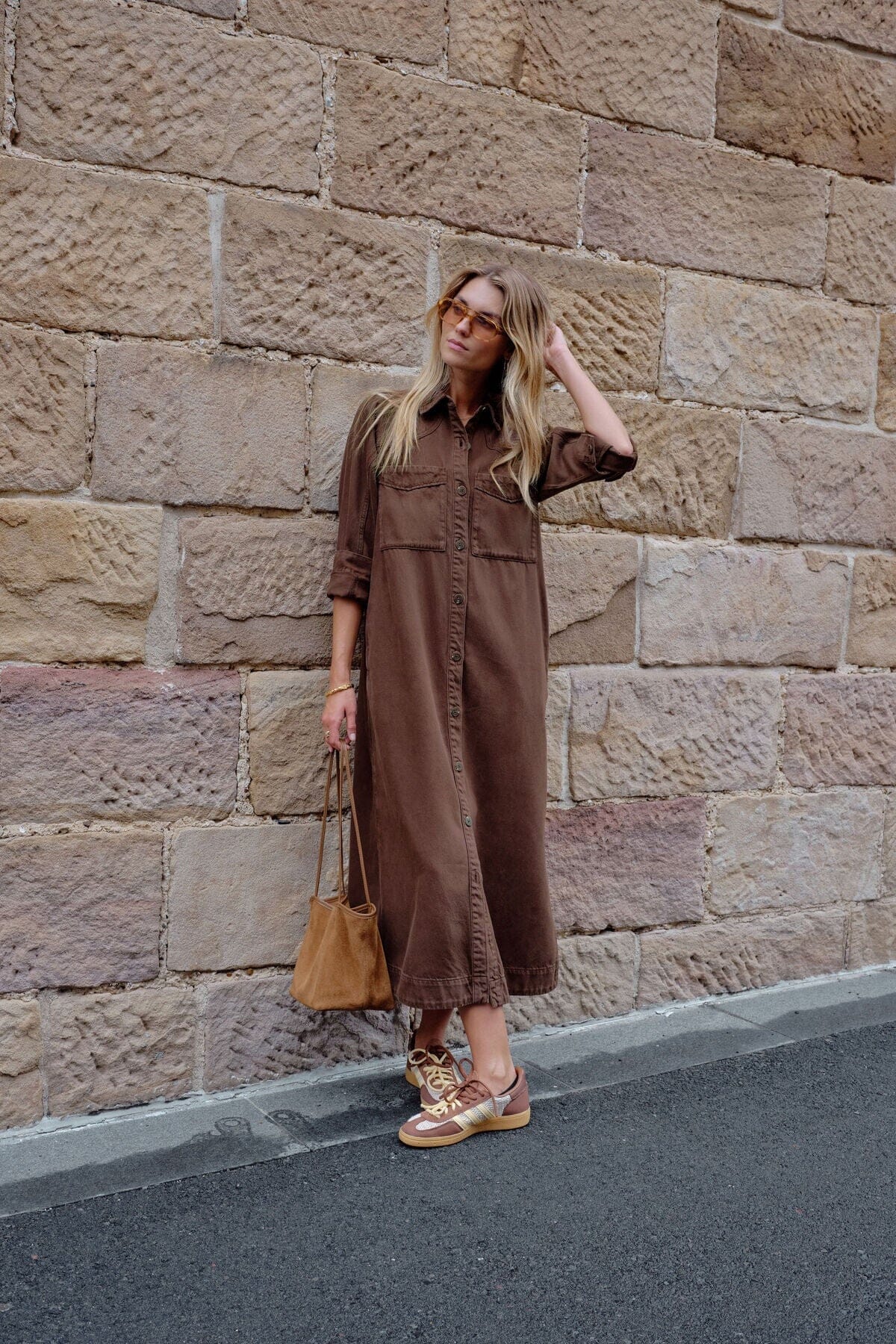 CERES LIFE Rae Long Sleeve Midi Dress - Chocolate Dress - Zabecca Living