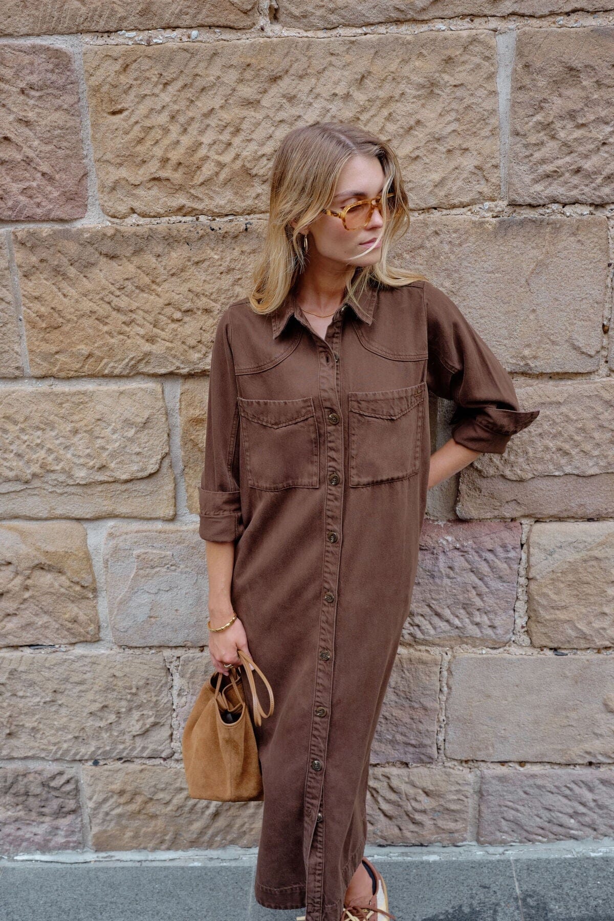 CERES LIFE Rae Long Sleeve Midi Dress - Chocolate Dress - Zabecca Living
