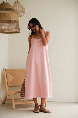 CERES LIFE Remy Strappy Midi Dress - Blossom Pink Dress - Zabecca Living