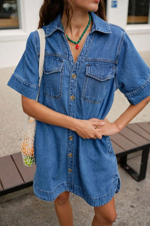 CERES LIFE Sammy Relaxed Shirt Dress - Fresh Indigo Dress - Zabecca Living
