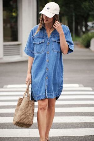 CERES LIFE Sammy Relaxed Shirt Dress - Fresh Indigo Dress - Zabecca Living