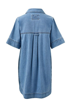 CERES LIFE Sammy Relaxed Shirt Dress - Mid Vintage Blue Dress - Zabecca Living