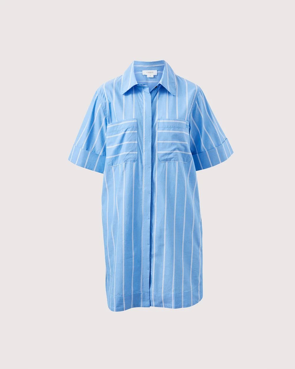 CERES LIFE Sara Mini Shirt Dress - Oxford Blue White Stripe Dress - Zabecca Living