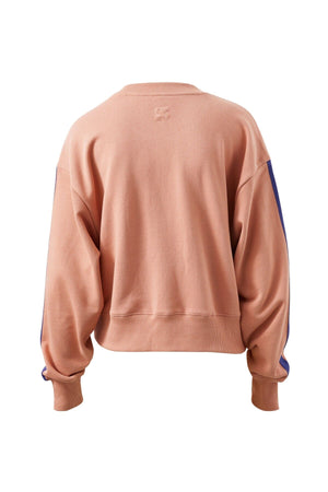 CERES LIFE Sasha Sporty Slouchy Crew - Pink Clay Washed Navy Side Stripe Jumpers + Knitwear - Zabecca Living