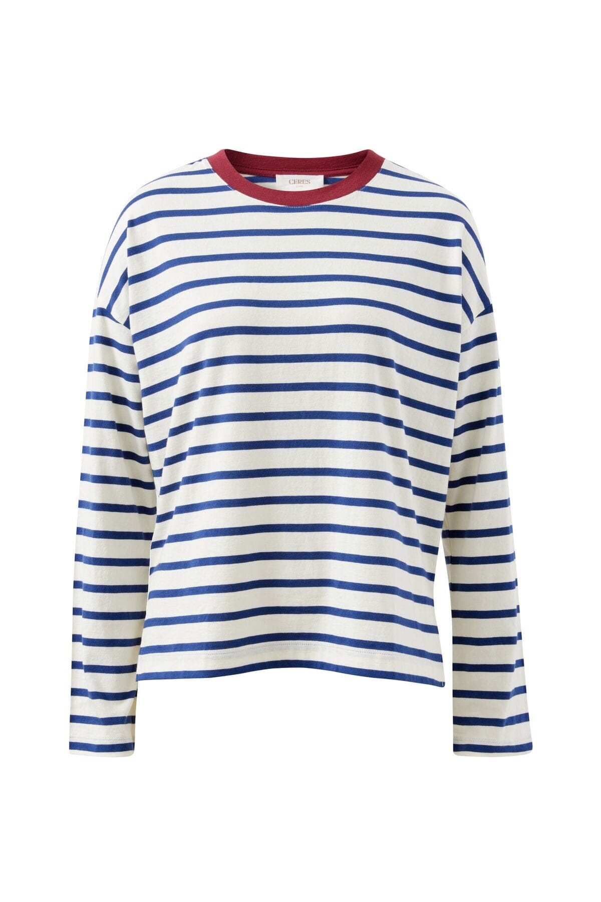 CERES LIFE Scout Slouchy Long Sleeve Tee - Milk Prussian Blue Stripe Long Sleeve Tee - Zabecca Living