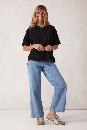 CERES LIFE Stevie Slouchy Split Hem Tee - Black Tee - Zabecca Living