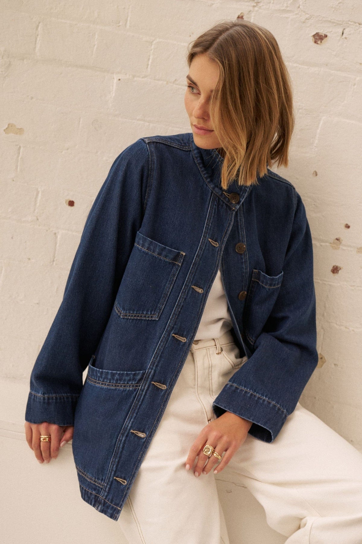CERES LIFE Tilda Funnel Neck Shacket - Midnight Jacket - Zabecca Living