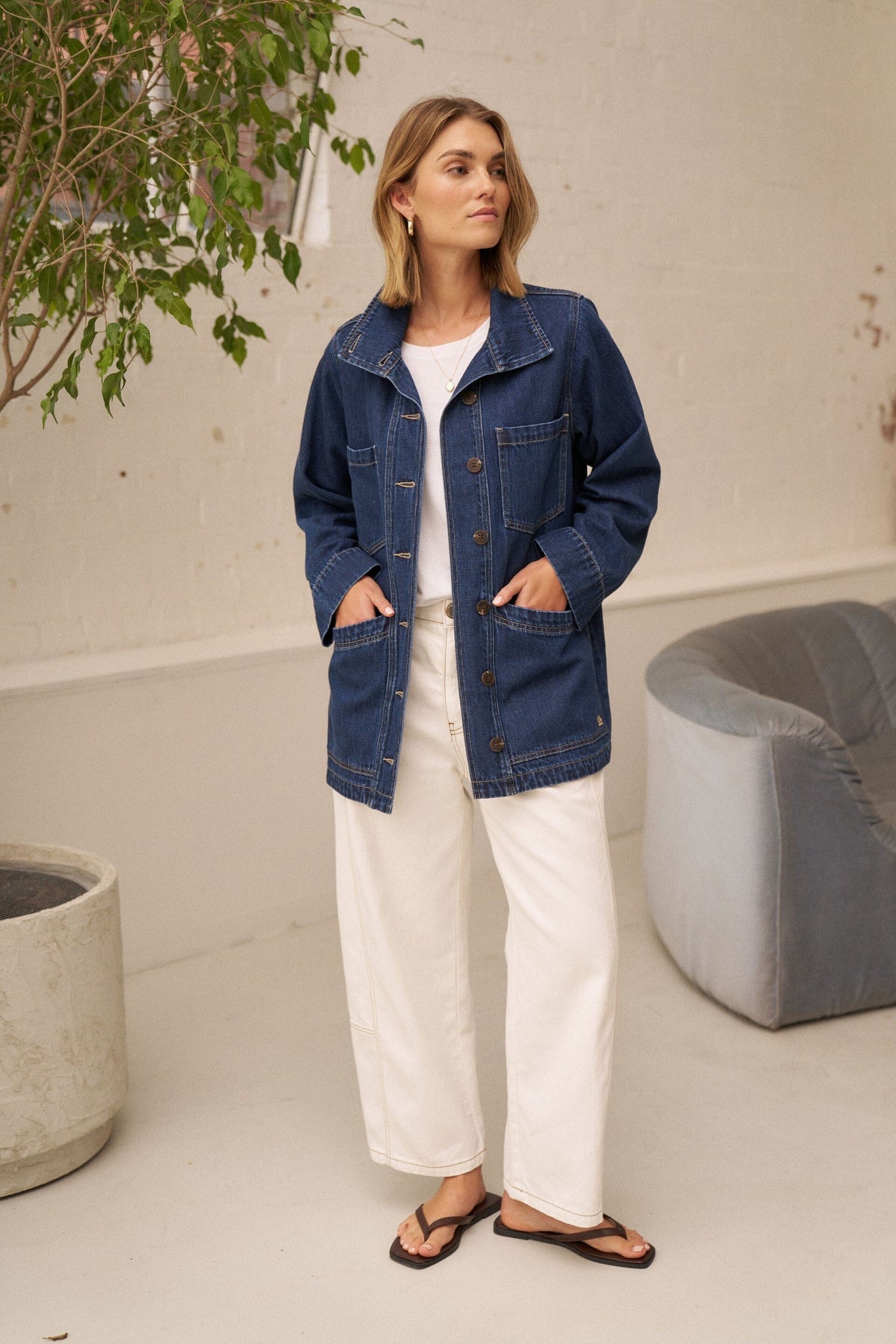 CERES LIFE Tilda Funnel Neck Shacket - Midnight Jacket - Zabecca Living