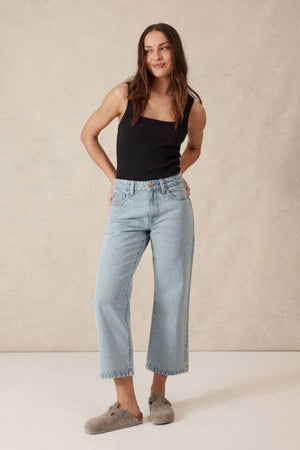 CERES LIFE Zaeli Contour Rib Square Neck Tank - Black Tank - Zabecca Living