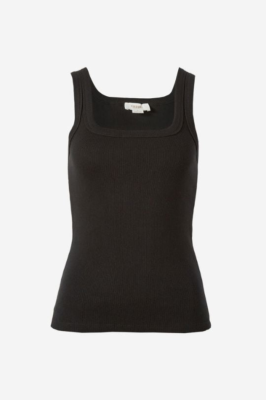 CERES LIFE Zaeli Contour Rib Square Neck Tank - Black Tank - Zabecca Living