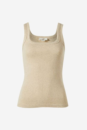 CERES LIFE Zaeli Contour Rib Square Neck Tank - Oatmeal / Marle Tank - Zabecca Living