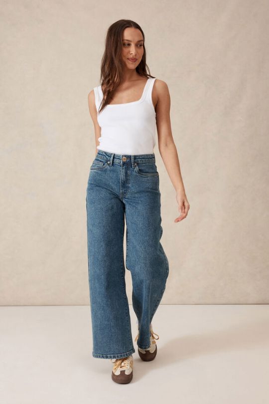 CERES LIFE Zaeli Contour Rib Square Neck Tank - White Tank - Zabecca Living