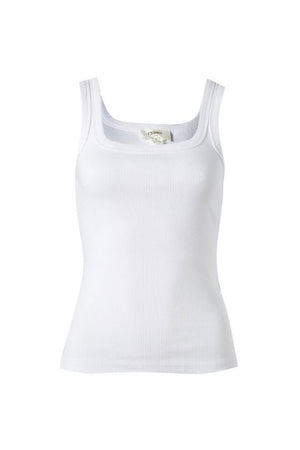 CERES LIFE Zaeli Contour Rib Square Neck Tank - White Tank - Zabecca Living