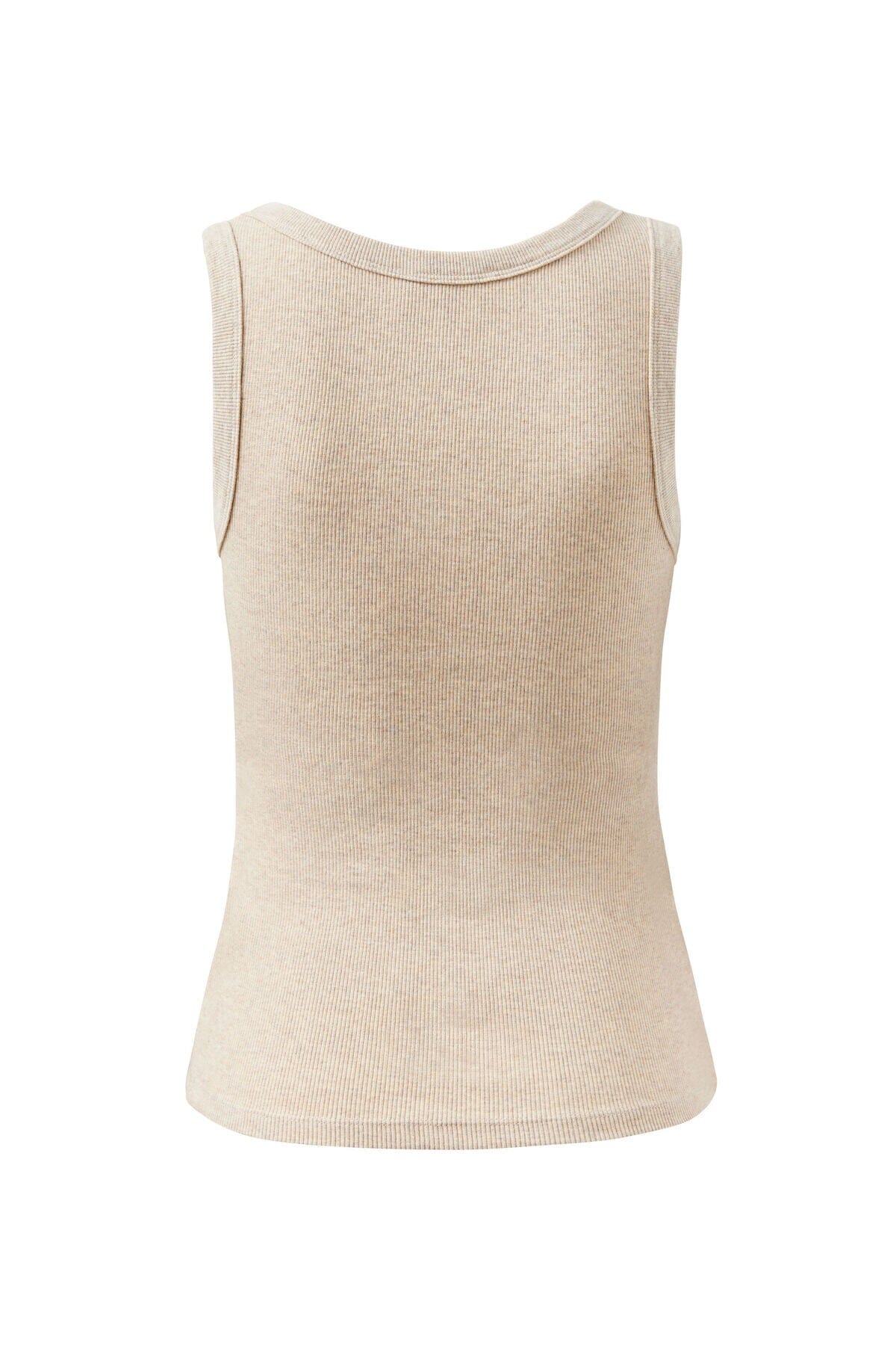 CERES LIFE Zoe Contour Rib Scoop Tank - Beige / Black Monogram Tank - Zabecca Living