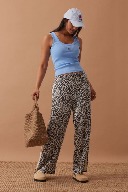 CERES LIFE Zoe Contour Rib Scoop Tank - Powder Blue / Monogram Tank - Zabecca Living