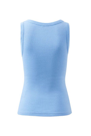 CERES LIFE Zoe Contour Rib Scoop Tank - Powder Blue / Monogram Tank - Zabecca Living