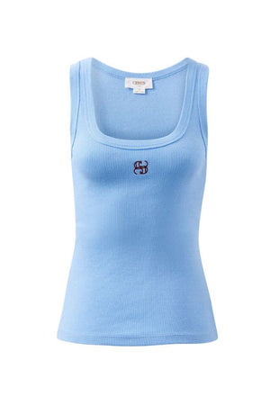 CERES LIFE Zoe Contour Rib Scoop Tank - Powder Blue / Monogram Tank - Zabecca Living