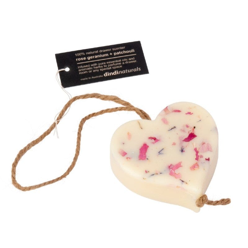 DINDI NATURAL Wax Heart On A Rope - Rose Geranium FRAGRANCE - Zabecca Living