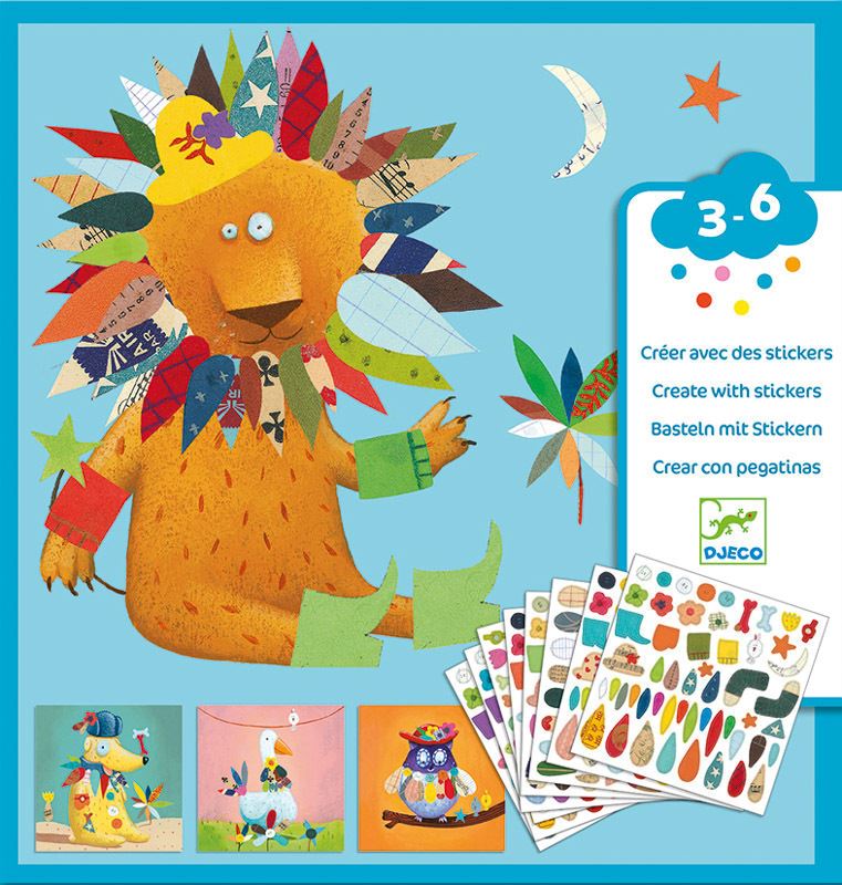DJECO Create Animal Stickers Childs Art and Craft - Zabecca Living