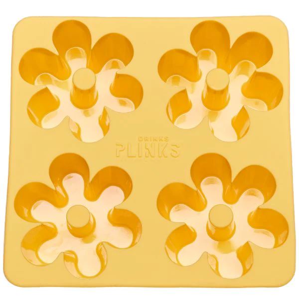 DRINK PLINKS Retro Daisy Ice Cube Tray - Yellow DRINKWARE - Zabecca Living