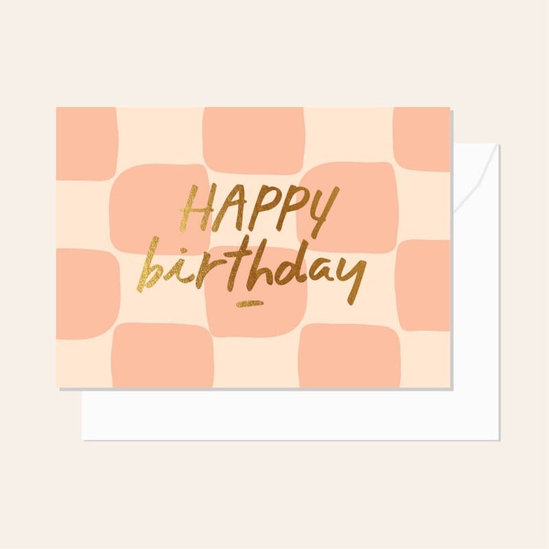 ELM PAPER Greeting Card - Check Latte Birthday greeting card - Zabecca Living