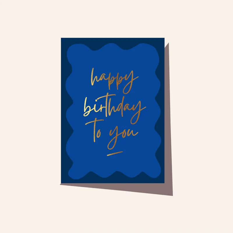 ELM PAPER Greeting Card - Wavy Birthday Midnight Birthday Card - Zabecca Living