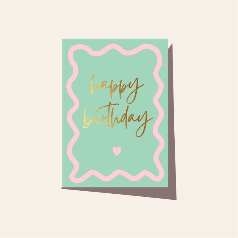 ELM PAPER Greeting Card - Wavy Birthday Mint Birthday Card - Zabecca Living