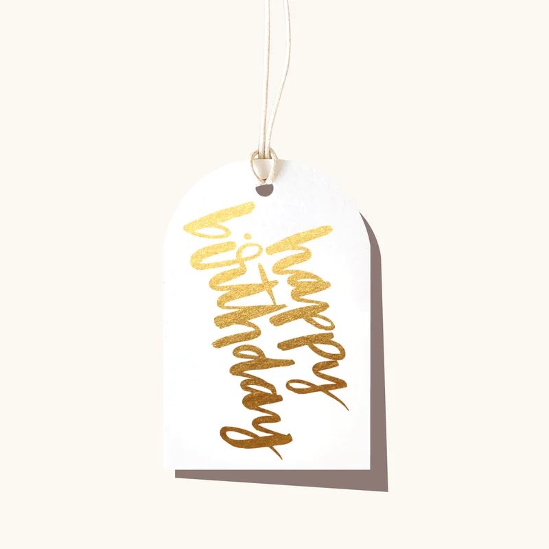 ELM PAPER Happy Birthday Gift Tag - Gold Gift Tag - Zabecca Living