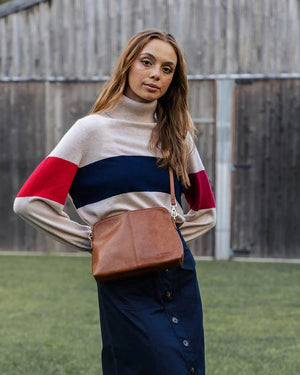 ELMS + KING Burbank Crossbody Large - Tan Pebble HANDBAG - Zabecca Living