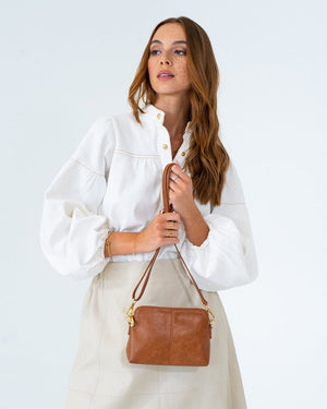ELMS + KING Burbank Crossbody - Tan Pebble HANDBAG - Zabecca Living