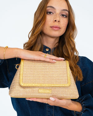 ELMS + KING Lugano Crossbody - Gold Weave HANDBAG - Zabecca Living