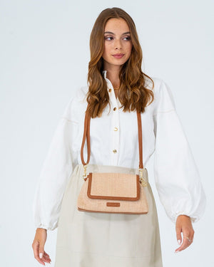 ELMS + KING Lugano Crossbody - Tan Weave HANDBAG - Zabecca Living