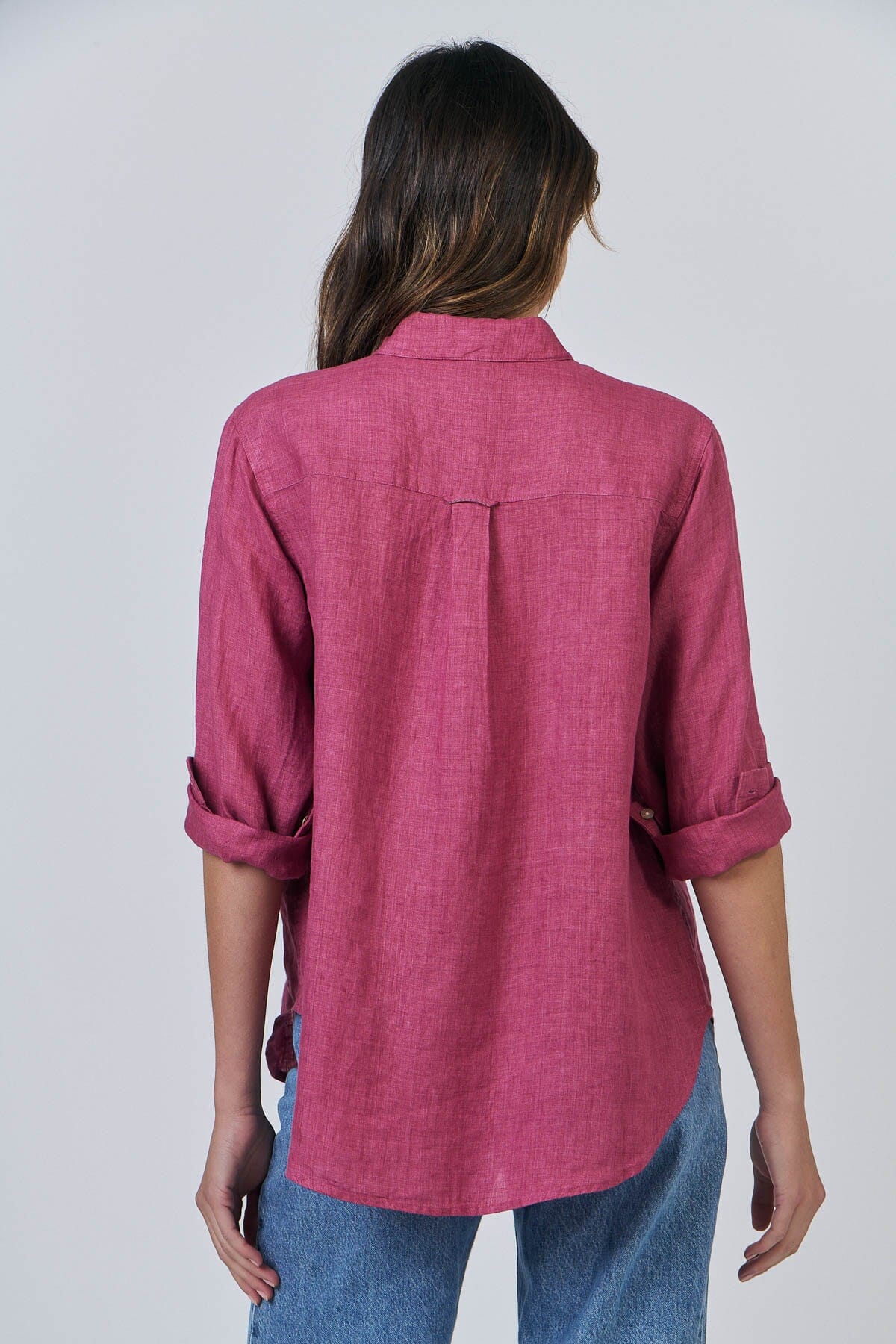 ENVELOPPE Linen Boyfriend Shirt - Bordeaux Shirts & Blouses - Zabecca Living
