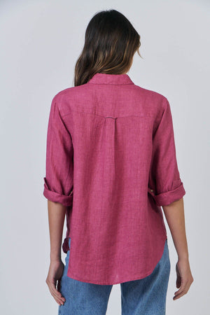 ENVELOPPE Linen Boyfriend Shirt - Bordeaux Shirts & Blouses - Zabecca Living