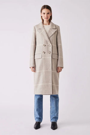 ESMAEE Blanca Coat - Beige Check Coat - Zabecca Living