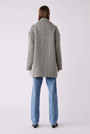 ESMAEE Celine Coat - Black / White Chevron Coat - Zabecca Living