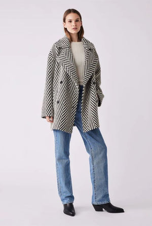 ESMAEE Celine Coat - Black / White Chevron Coat - Zabecca Living