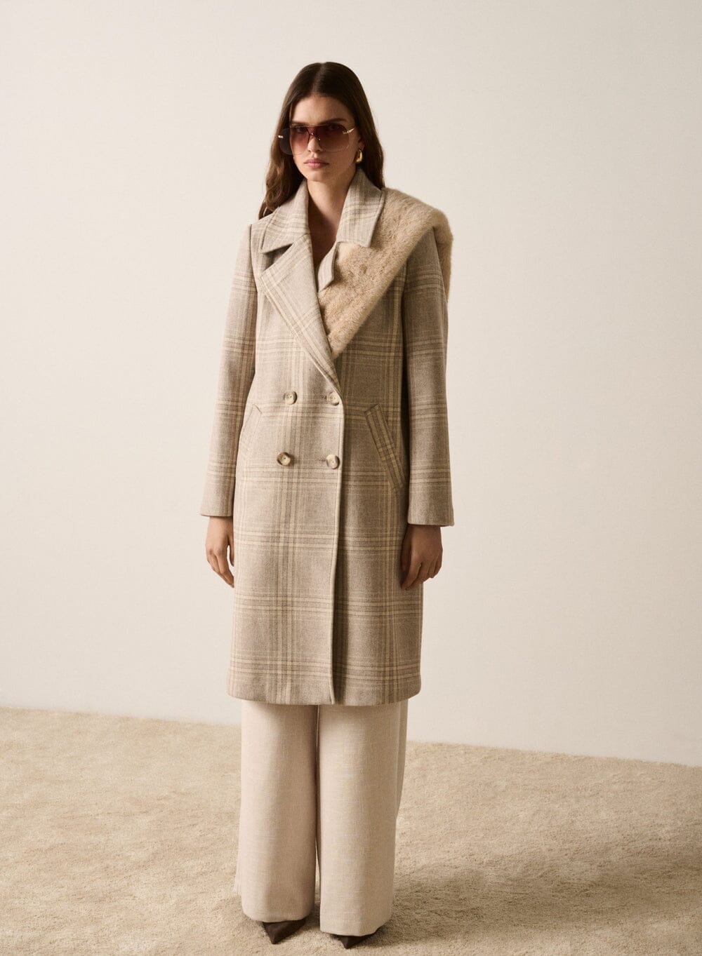 ESMAEE Edition Coat - Cream Check Coat - Zabecca Living