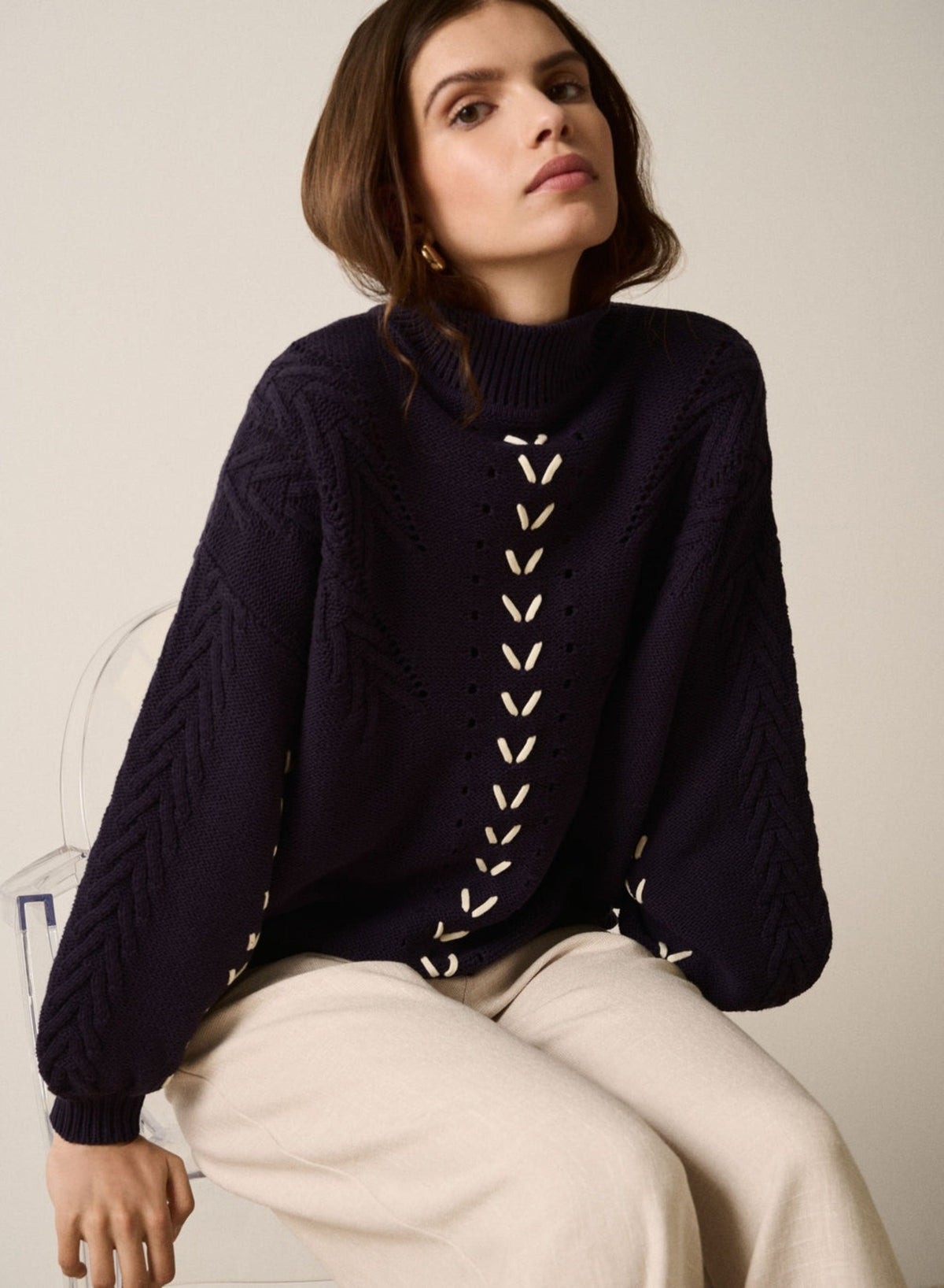ESMAEE Jody Cable Knit - Indigo Jumpers + Knitwear - Zabecca Living