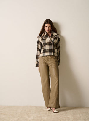 ESMAEE Ridder Cropped Coat - Brown/Grey Check Coat - Zabecca Living