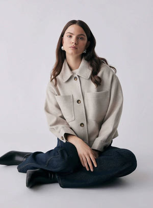 ESMAEE Stopover Jacket - Cream Chevron Jacket - Zabecca Living